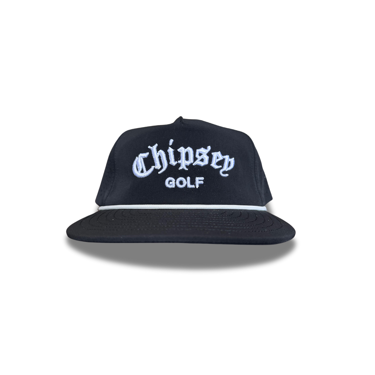 003. WATER REPELLENT 5-PANEL LOGO | Black (White Rope)