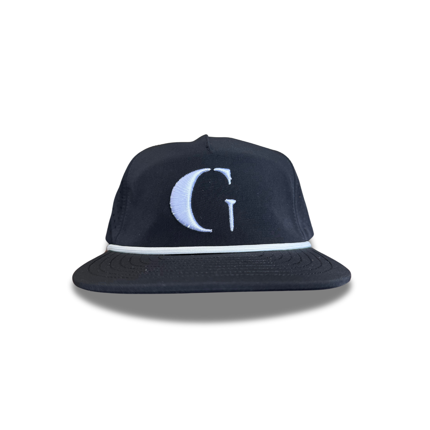 005. WATER REPELLENT 5-PANEL MULTI-LOGO | Black (White Rope)