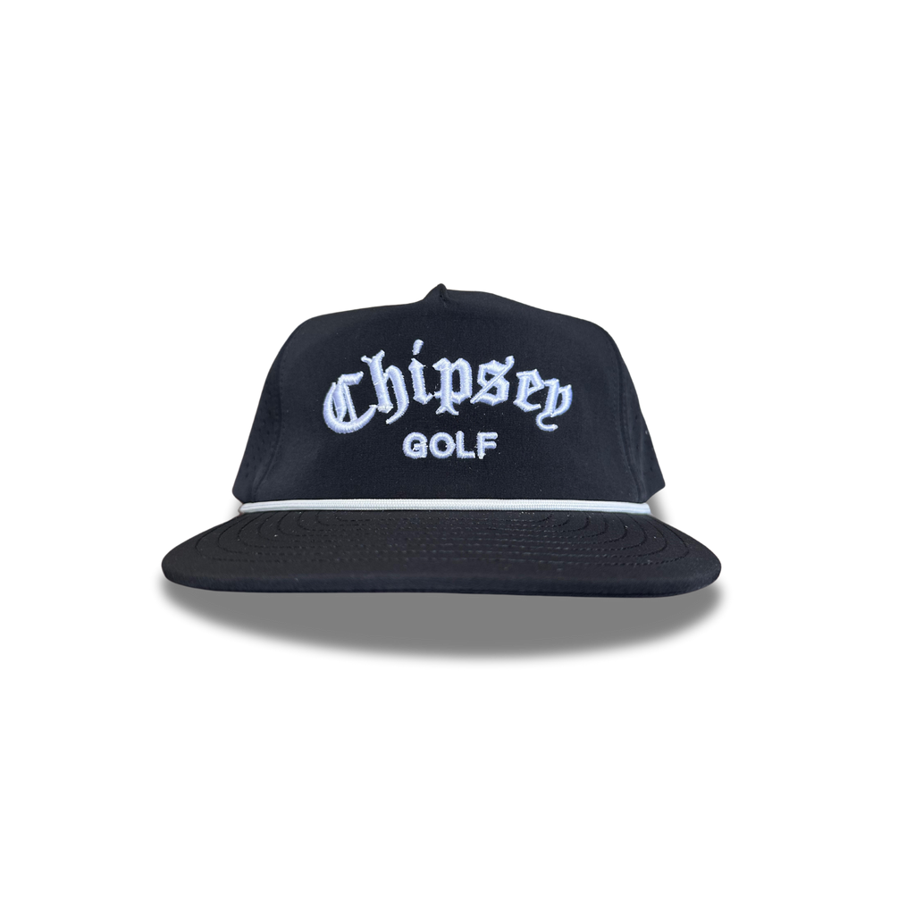 003. WATER REPELLENT 5-PANEL LOGO | Black (White Rope)