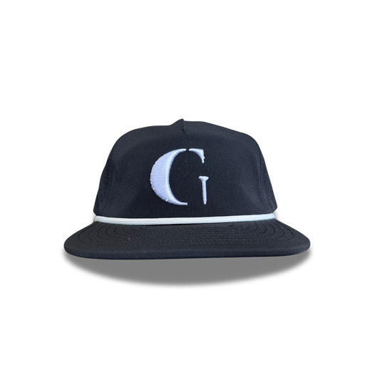 005. WATER REPELLENT 5-PANEL MULTI-LOGO | Black (White Rope)